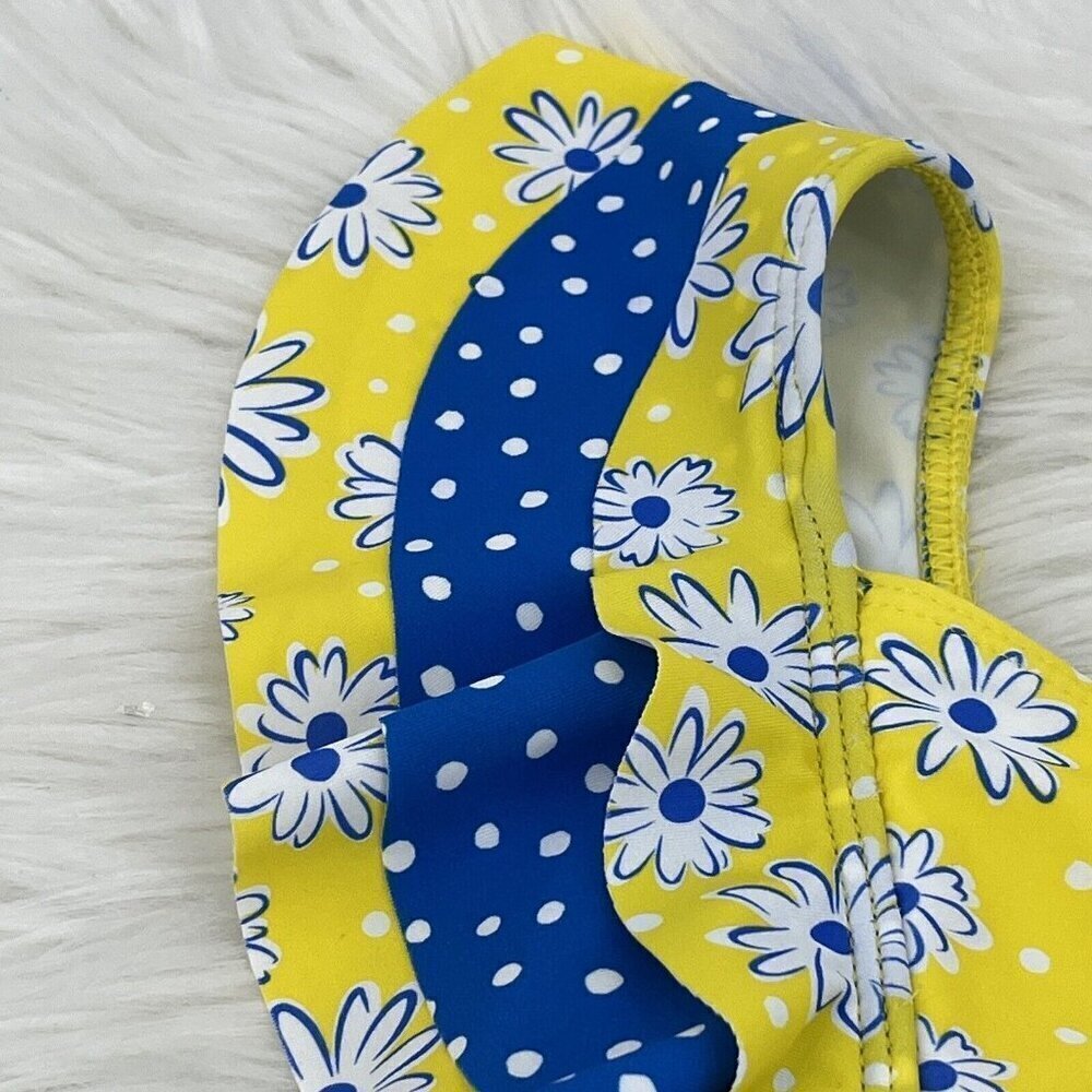 NEW Flapdoodles Girls Size 5 Floral Ruffle One Piece Swimsuit Yellow - Picture 5 of 12